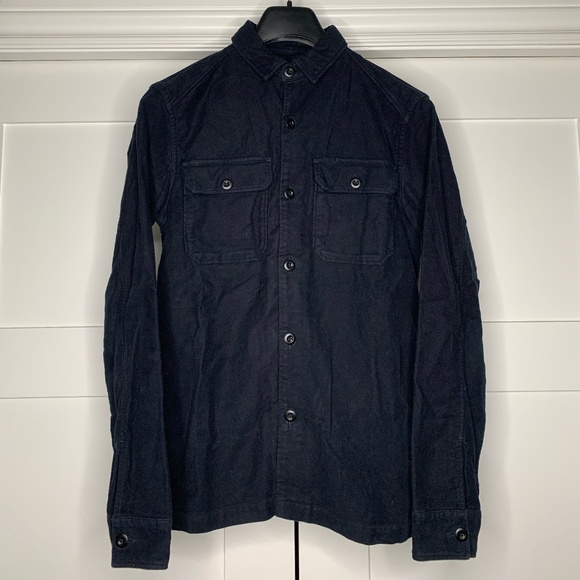 AllSaints Navy Humboldt Longsleeve Shirt - Picture 1 of 4
